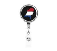 Mappa della bandiera dei Paesi Bassi Porta badge in metallo resistente, porta badge retrattile con clip da cintura per portachiavi dipendente insegnante