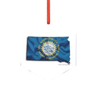 Mappa della bandiera del Sud Dakota Ornamenti natalizi versatili, trasparenti per albero, decorazione autunnale di Halloween, decorare l'albero di Natale