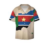Mappa della bandiera del Sud Sudan con stampa a stelle gialle camicie da uomo a maniche corte camicie casual abbottonate camicia per uomo spiaggia estate camicia da sposa, Nero , S