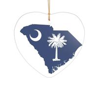 Mappa della bandiera della Carolina del Sud, idea regalo di nozze per coppie, ornamento per albero di Natale in acrilico Just Married