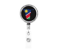 Mappa della bandiera della Namibia Bobina porta badge in metallo resistente, porta badge retrattile con clip da cintura per portachiavi dipendente insegnante