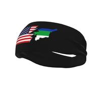 Mappa della bandiera della Repubblica dei Komi e fasce per capelli americane per uomo e donna, fascia antisudore sportiva antiscivolo per palestra, basket, yoga