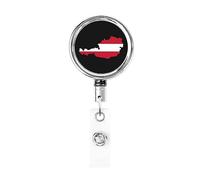Mappa della bandiera dell'Austria Bobina porta badge in metallo resistente, porta badge retrattile con clip da cintura per portachiavi Impiegato Insegnante
