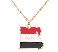 Mappa della Bandiera Dell'Egitto Collane - Collana con Ciondolo con Ciondolo in Smalto Moda, Nazionale per Donna Uomo Gioielli Ornamenti Patriottici Accessori Regalo, Giallo, LUN