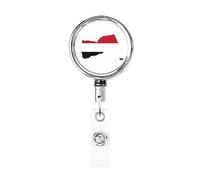 Mappa della bandiera dello Yemen Bobina porta badge in metallo resistente, porta badge retrattile con clip da cintura per titolare della carta nome dipendente Insegnante dipendente