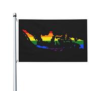 Mappa Della Bandiera Lgbt Dell'Indonesia Divertente Garden Flag Con 2 Occhielli Bandiere Di Benvenuto Decorazione Per All'Aperto Patio Interni 90X150Cm