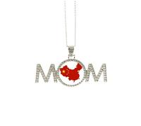 Mappa della Cina Bandiera Nazionale Festa della Mamma Regalo per Mamma Nana Nonna Collana Compleanno Gioielli, Medio