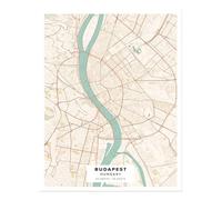 Mappa della città di Budapest arte della parete elegante decorazione della...