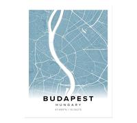 Mappa della città di Budapest arte murale - Decorazione urbana moderna...