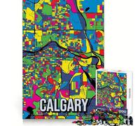 Mappa della città di Calgary, Canada, in stile Pop Art, puzzle da 1000 pezzi per adolescenti, ideale per stimolare la riflessione strategica, il relax e la precisione, perfetto come regalo festivo