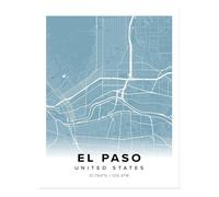 Mappa della città di El Paso arte murale arredamento moderno Urban City Map...