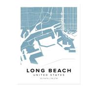 Mappa della città di Long Beach arte murale paesaggio urbano moderno...