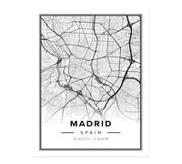 Mappa della città di Madrid arte murale nero bianco stampa urbana minimalista S