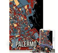 Mappa della città di Palermo,Sicilia,Italia,puzzle da 1000 pezzi per adulti,ideale per stimolare la memoria e creare un'attività rilassante Bordi netti Ottima idea regalo (38x52cm)