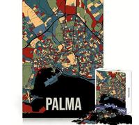 Mappa della città di Palma di Maiorca,Spagna,Puzzle per ragazzi da 1000 pezzi,Gioco leggero e divertente,Taglio perfetto,Sorpresa festiva (50x75cm)