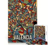 Mappa della città di Valencia, Spagna, puzzle da 1000 pezzi per ragazzi, attività rilassante e stimolante per la memoria, con incastro perfetto, ideale come regalo festivo (50x75cm)