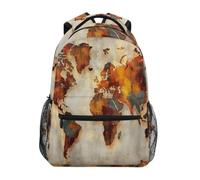 Mappa Della Terra Arancione Astratto Vintage Zaino Scolastico per Ragazzi Ragazze,Borse per Libri e Studenti Alla Moda