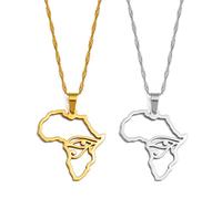 Mappa Dell'Africa Ed Egitto Collana con Ciondolo Occhio L'Occhio Antico Simbolo Egiziano, Forma di Contorno Mappa Modello Design Vuoto, Collana Personalizzata Quotidiana Amicizia Hip Hop Gioielli M