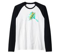 Mappa dell'Alaska in Acquerello con Fiori Maglia con Maniche Raglan
