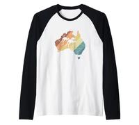 Mappa dell'Australia con i Canguri Australia Maglia con Maniche Raglan