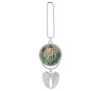 Mappa delle banche esterne vintage con ornamento da appendere per auto, accessori da appendere allo specchio dell'auto in lega di zinco argento, ciondolo per interni auto, ciondoli divertenti per auto
