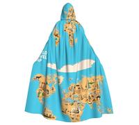 Mappa delle icone della linea di viaggio nel mondo per mantello con cappuccio per costume da uomo e donna per feste di Halloween e cosplay