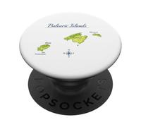 Mappa delle Isole Baleari Maiorca Ibiza Minorca Viaggi PopSockets PopGrip Adesivo