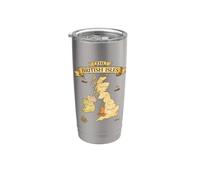 Mappa delle isole britanniche dell'Irlanda della Scozia Galles Inghilterra Vintage Bicchiere termico in acciaio inox doppia parete