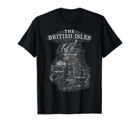 Mappa delle isole britanniche Mare Irlanda Scozia Galles Inghilterra Monete Maglietta