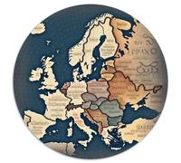 Mappa dell'Europa, puzzle a cerchio rotondo per adulti, paesaggio naturale, geometrico, impossibile, difficile, impegnativo, 1000 pezzi (67,5 x 67,5 cm)