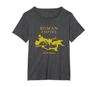Mappa dell'Impero Romano - Never Forget - SPQR Roma Maglietta, Donna Plus-Size, Grigio Scuro, 4X
