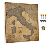 Mappa dell'Italia in tela con bacheca in sughero per appuntare le destinazioni di viaggio - Lavagne in tela di alta qualità con mappa dell'Italia in varie dimensioni (90x75cm, modello 4)