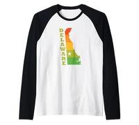Mappa dello Stato del Delaware, USA Maglia con Maniche Raglan