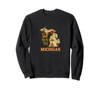Mappa dello stato del Michigan vintage, design retrò ispirato alla natura Felpa