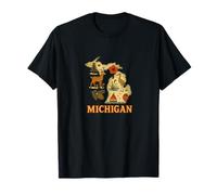 Mappa dello stato del Michigan vintage, design retrò ispirato alla natura Maglietta