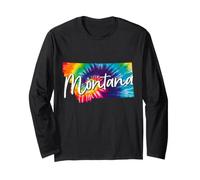 Mappa dello Stato del Montana PNW Tie Dye Pride Hippie Vintage Maglia a Manica