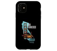 Mappa dello stato della California San Francisco Golden Gate Bridge Custodia per iPhone 11