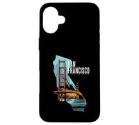 Mappa dello stato della California San Francisco Golden Gate Bridge Custodia per iPhone 16 Plus