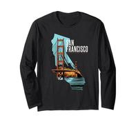 Mappa dello Stato della California San Francisco Golden Gate Bridge Maglia a Manica