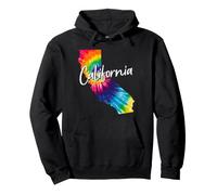 Mappa dello Stato della California Tie Dye Pride Hippie Vintage Felpa con Cappuccio