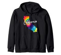 Mappa dello Stato della California Tie Dye Pride Hippie Vintage Felpa con Cappuccio