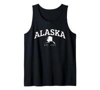 Mappa dello Stato dell'Alaska, Design Vintage da Viaggio Canotta