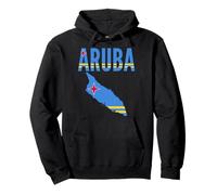Mappa di Aruba Bandiera Colori Isola Caraibi Orgoglio Felpa con Cappuccio