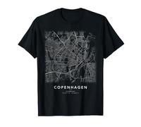 Mappa di Copenaghen Danimarca Stradario Arte Minimal Maglietta