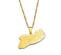 Mappa Di El Salvador & Ciondolo Ciondolo Nome Città E Collane A Catena, El Salvador Nazionale Per Donna Uomo Mappe Geometria Gioielli Amuleto Ornamenti Patriottici, Oro, Catena Da 45 Cm