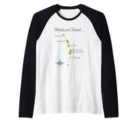 Mappa di Isole Sopravento St Lucia Grenada Maglia con Maniche Raglan