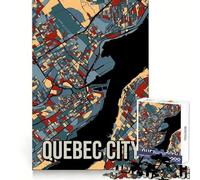 Mappa di Quebec City dai toni della terra,arte di viaggio,puzzle da 1000 pezzi per adolescenti,richiamo,potere,fuga serena,bordi precisi,regalo di compleanno (38x26cm)