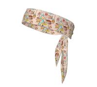Mappa di Roma con punti di riferimento Illus Print Head Tie Bands, Ninja Karate Tie, Athletic Sweatbands, Sweat Wicking Workout Head Band