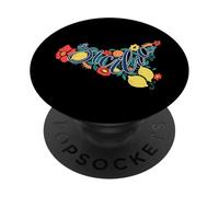 mappa, di, sicilia, isola, con, colorito, floreale, e, limone, modello PopSockets PopGrip Adesivo