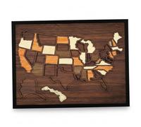 mappa di viaggio con spille | Mappa di viaggio, puzzle USA, in legno con spille per la pianificazione e la decorazione della casa